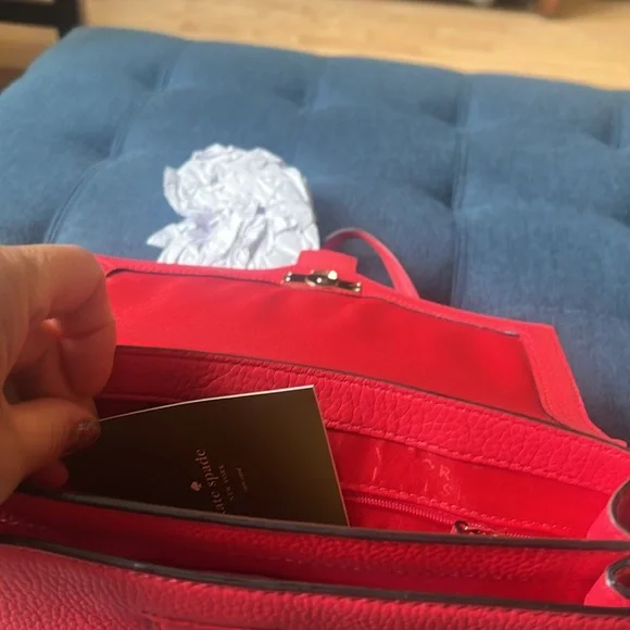 NEW KATE SPADE PARCHMENT DRIVE Josephine Red Pink Crossbody Purse Geranium - Picture 15 of 16